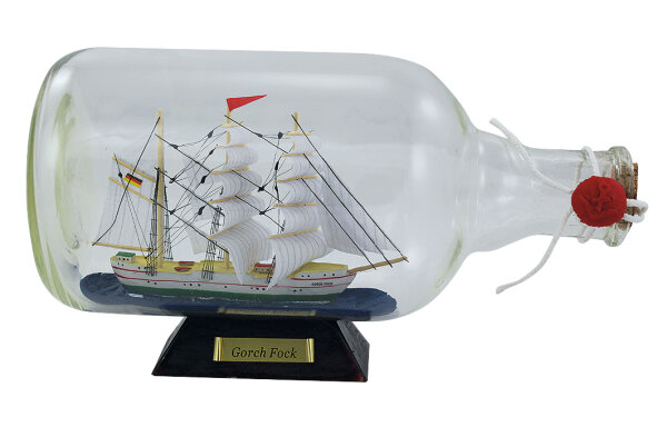 Flaschenschiff Gorch Fock L 28 cm H 15 cm Ø 13 cm