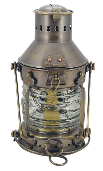 Schiffslaterne Ankerlampe Messing antik Petroleumbrenner H 24 cm Ø 12 cm