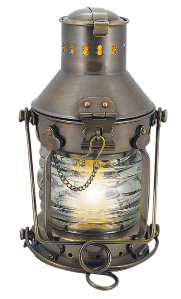 Schiffslaterne Ankerlampe Messing antik elektrisch H 24 cm Ø 12 cm 230 V E14