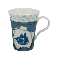 Porzellan Tasse Kaffeepott Segelschiff in der Geschenkbox...
