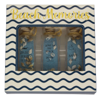 Fläschchen mit blauem Sand und Muscheln Set 3 in Geschenkbox