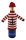 Flaschenpulli mit Mütze Baumwolle beige rote Streifen