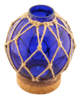 Fischerkugel-Teelicht blau Glas Netz Kork
