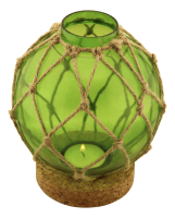 Fischerkugel-Teelicht grün Glas Netz Kork