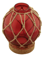 Fischerkugel-Teelicht rot Glas Netz Kork