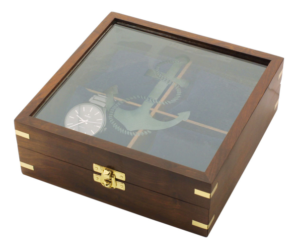 Aufbewahrungsbox für Uhren oder Schmuck Holz mit Samtkissen