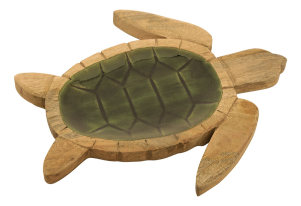 Platte Schildkröte Mango-Holz emailliert