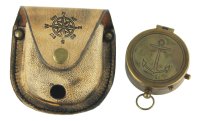 Kompass mit Deckel & Ring Messing antik