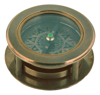 Kompass mit ausklappbarer Lupe Messing antik