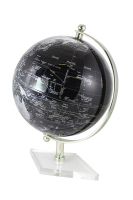 Globus schwarz Messing vernickelt auf Acrylsockel