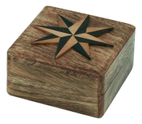 Kompass eingelassen in Holzbox Mango Holz/Messing
