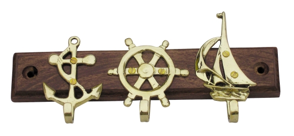 2 Schlüsselhaken mit Anker Steuerrad & Segelboot ca. 18 cm x 9 cm