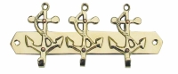 2 Schlüsselhaken mit 3 Ankern Messing ca. 16 cm x 7 cm