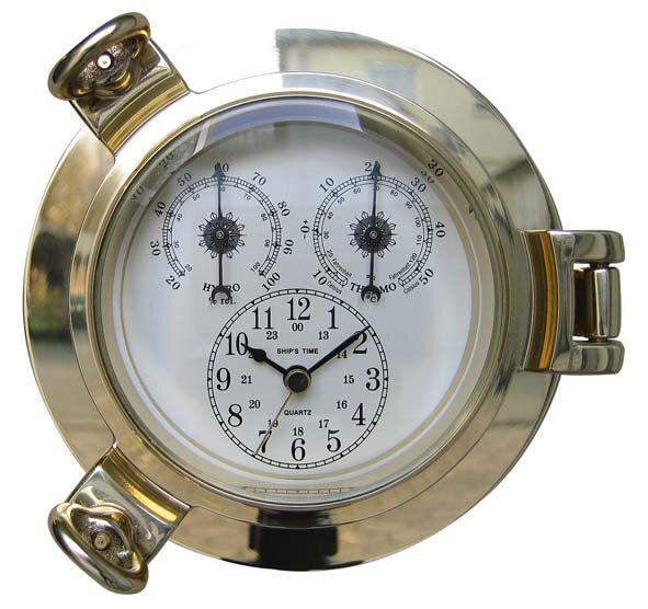 Uhr Thermo & Hygrometer im Bullauge
