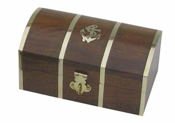 Schatztruhe Geschenkbox Nr.1 Holz verziert inkl. Messingschloss mit 2 Schlüssel