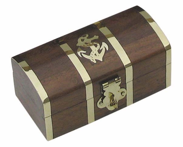 Schatztruhe Geschenkbox Nr.2 Holz verziert inkl. Messingschloss mit 2 Schlüssel