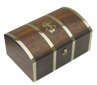 Schatztruhe Geschenkbox Nr.3 Holz verziert inkl. Messingschloss mit 2 Schlüssel