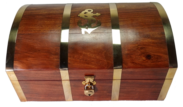 Schatztruhe Geschenkbox Nr.4 Holz verziert inkl. Messingschloss mit 2 Schlüssel