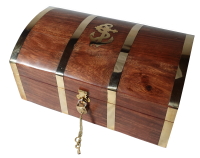 Schatztruhe Geschenkbox Nr.4 Holz verziert inkl. Messingschloss mit 2 Schlüssel