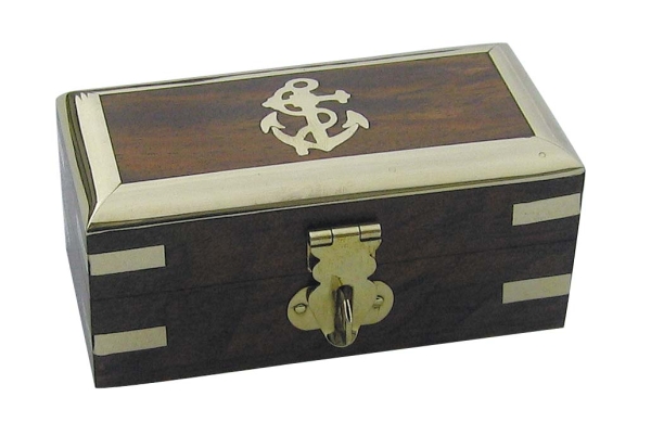 Kleine Holzbox Schatztruhe Geschenkbox verziert inkl. Messingschloss mit 2 Schlüssel
