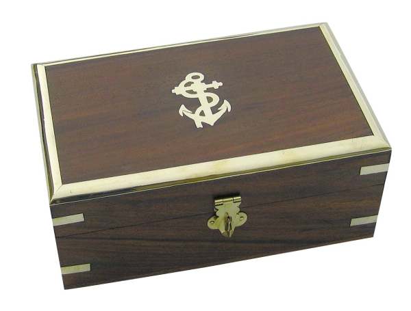 Holzbox Schatztruhe Geschenkbox Nr.2 verziert inkl. Messingschloss mit 2 Schlüssel