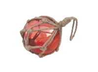 3 Fischerkugeln rot Glas mit Netz Ø 75 mm