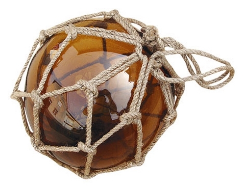 Fischerkugel amber Glas mit Netz Ø 15 cm
