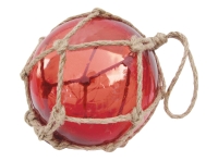 Fischerkugel rot Glas mit Netz &Oslash; 15 cm