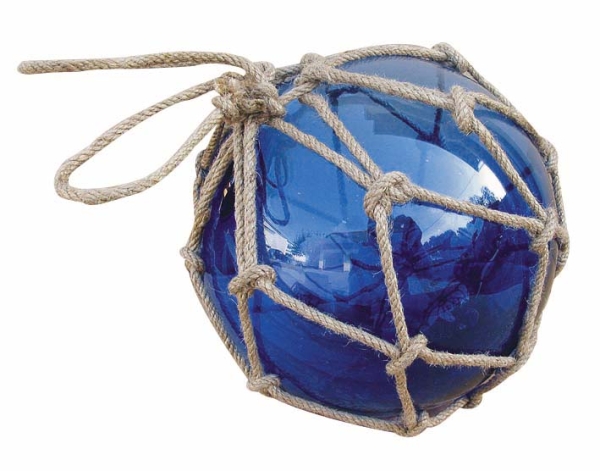 Fischerkugel blau Glas mit Netz Ø 18 cm