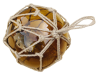 Fischerkugel amber Glas mit Netz &Oslash; 18 cm