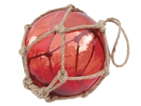 Fischerkugel rot Glas mit Netz &Oslash; 18 cm