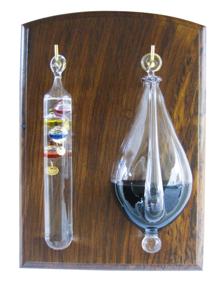 Wetterglas mit Gallilei Thermometer