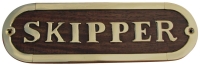 5 Türschilder SKIPPER Holz-Messing 17 x 5 cm