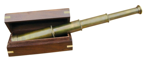 Teleskop in der Holzbox antik 35 cm