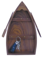 Schlüsselkasten Boot Holz mit Messinghaken 22 x 38 x...