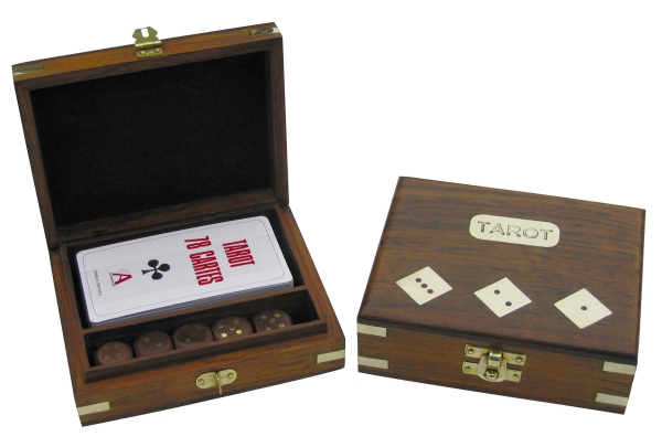 Tarot Kartenspiel Würfel in der Holzbox 15 x 12 x 5 cm