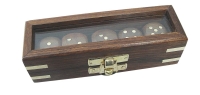 W&uuml;rfelbox Holz mit Glasdeckel 5 W&uuml;rfel 13 x 4 x...