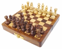 Schachspiel in der Faltbox Holz magnetisch 13 x 13 x 2 cm