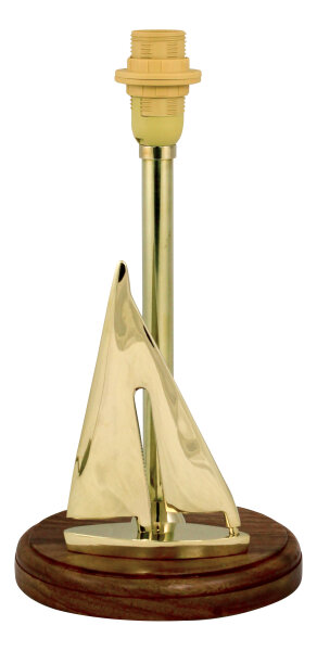 Lampe Segelyacht Messing Holz H 38 cm