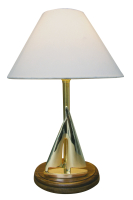 Lampe Segelyacht Messing Holz H 38 cm