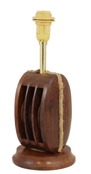 Lampe Blockrolle Holz H 39 cm
