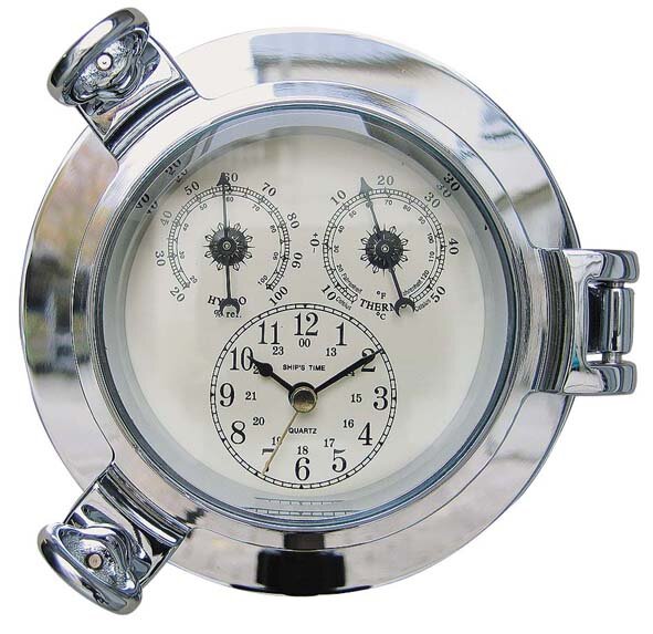 Uhr Thermo & Hygrometer im Bullauge